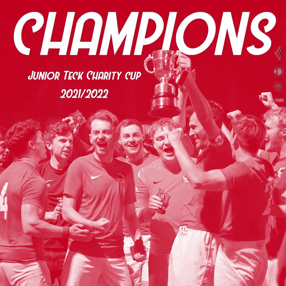 Club graphic celebrating the Teck Junior Charity Cup win